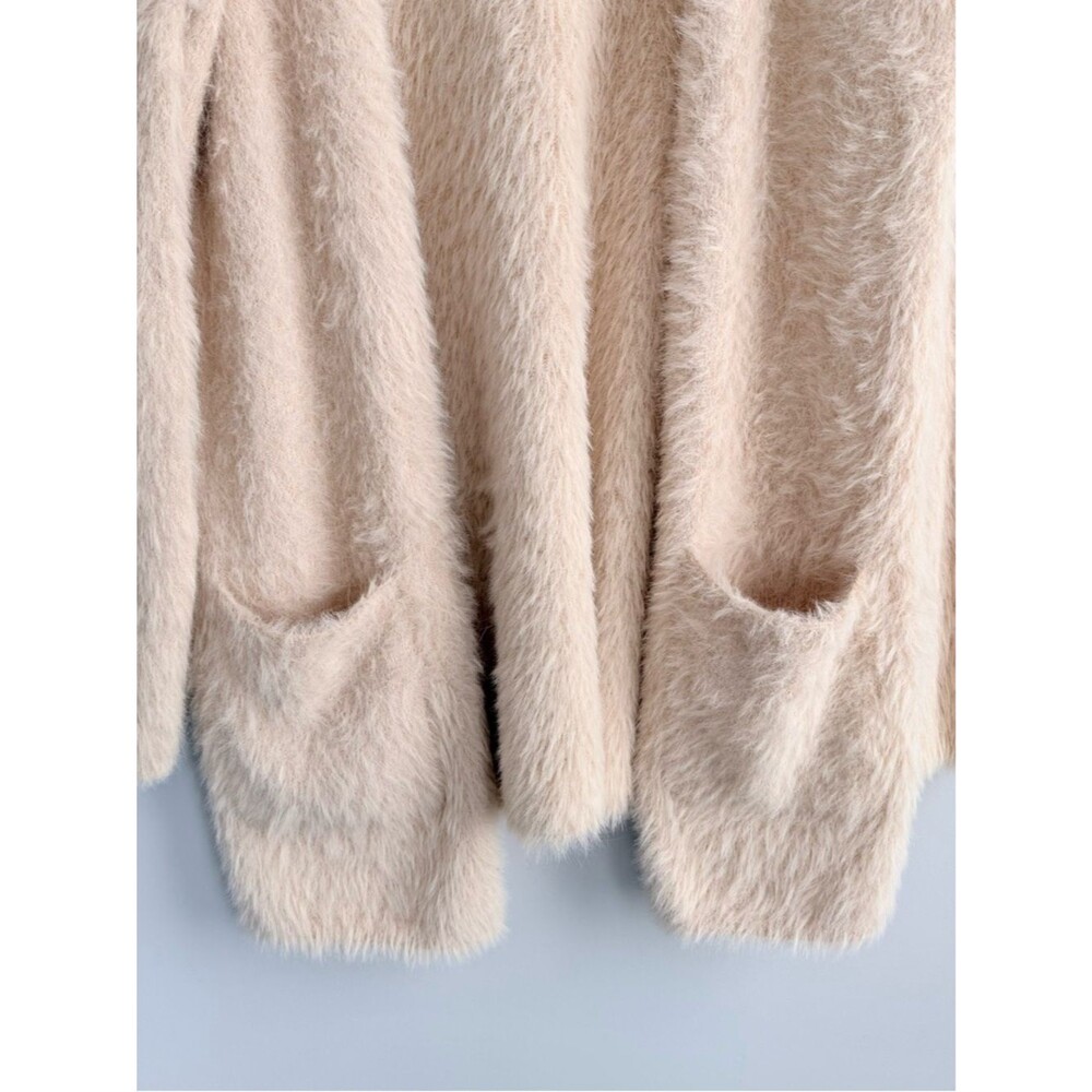 Free People Once In A Lifetime Cardigan Ivory S Shaggy Wool Blend Long Open Boho - Picture 10 of 14